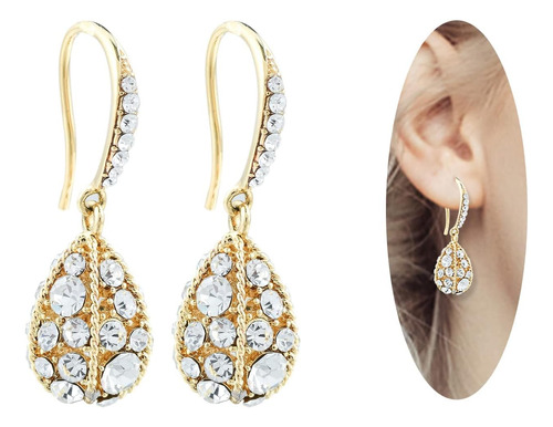 Aretes De Oro Para Mujer, Aretes Colgantes De Oro De 14 Quil