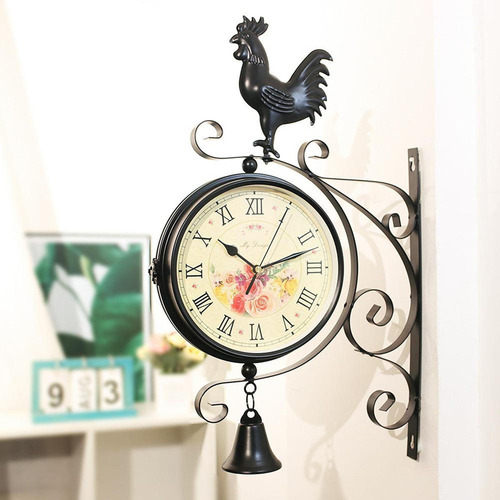 Reloj De Pared De Dos Cara, Reloj De Estación Vintage De