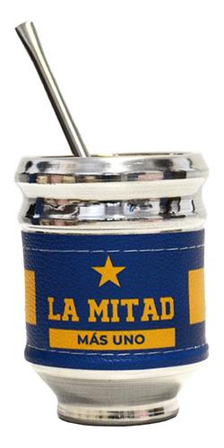 Imagen 2 de 7 de Equipo De Mate Completo Azul Y Oro Cuero Set Kit Matero