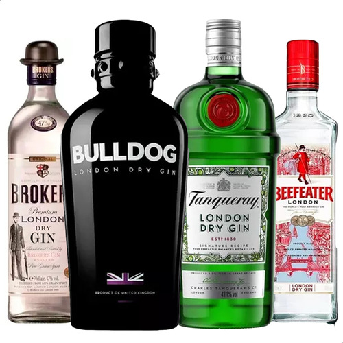 Gin Tanqueray + Brokers 750ml + Beefeater + Bulldog 700ml