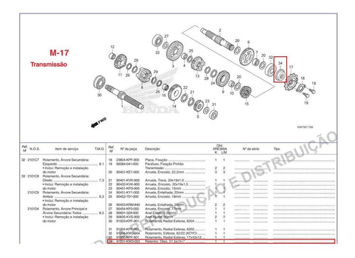 Imagem 6 de 6 de Retentor Pinhão Xr 250 Tornado 2001 Até 2008 Original Honda