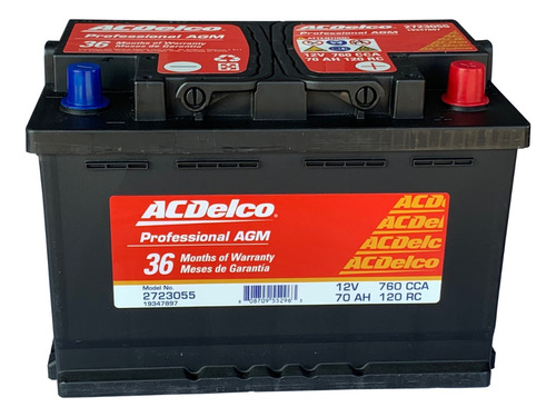 Bateria  Acdelco Agm 70l3 Dererecha