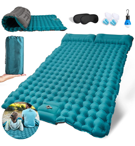 Almohadilla Inflable Para Dormir Con Bomba De Pie Verde
