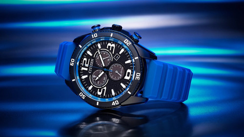 Citizen Brycen Black Dial Silicone Blue At2586-05e Dcmstore Correa Azul Bisel Negro Fondo Negro