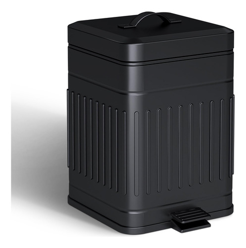 Cubo Basura Acero Inoxidable 5l Tapa Pedal Metal Negro Color