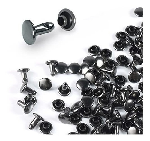 Remaches Para Cuero Doble Tapa 6mm 200sets Negro