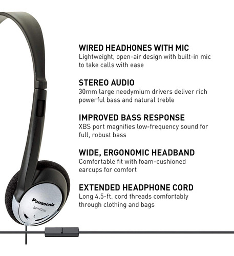 Auriculares Supraaurales Ligeros De Panasonic Con Xbs