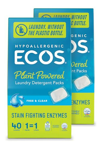 Paquetes De Detergente Ecos, 80 Cargas - Empaque 100% Libre 