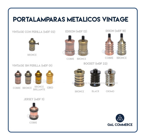 Imagen 4 de 4 de Portafoco Vintage Metalico Para Cable Textil