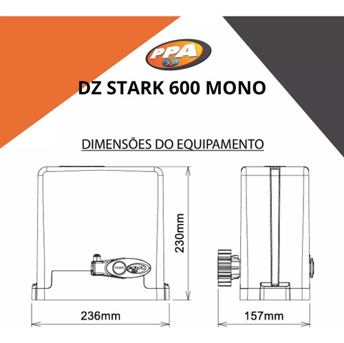 Ppa Dz Stark 600 Motor Portão Eletrônico Deslizante 1/3hp