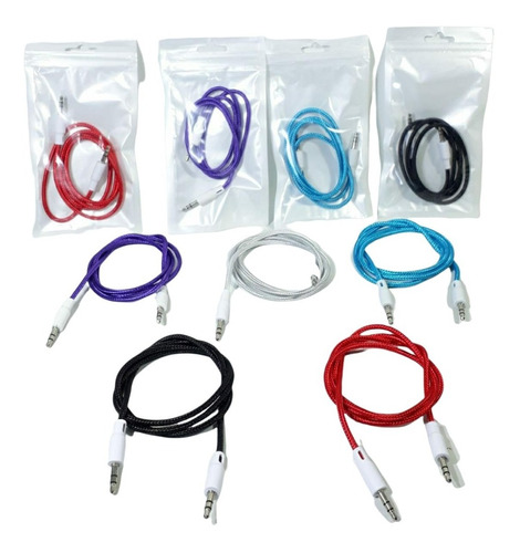 Cable Audio Auxiliar Mallado Estéreo Plug Jack Auto 1 Metro