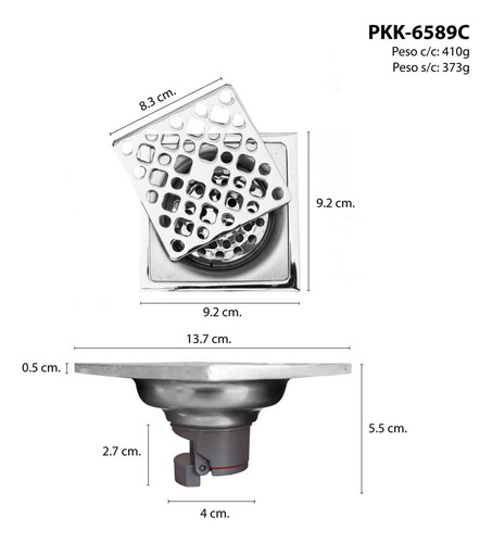Lux Sany 89c Coladera Cromada Anti-insectos Inox 10cm