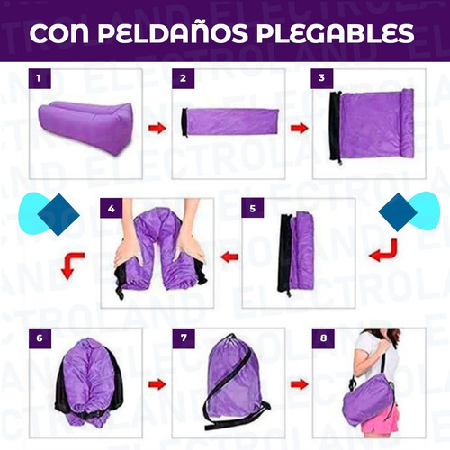 Imagen 5 de 10 de Sillón Puff Colchon Inflable Playa Pileta Camping + Bolso