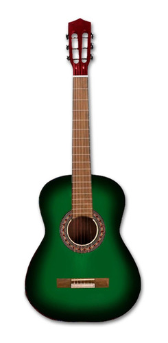 Guitarra criolla clásica Midiplus Clásica con funda para diestros verde brillante