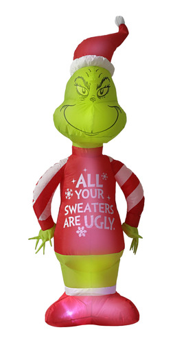 Inflable Navideño Grinch Iluminado 1.22 M X 43 X 29 Cm