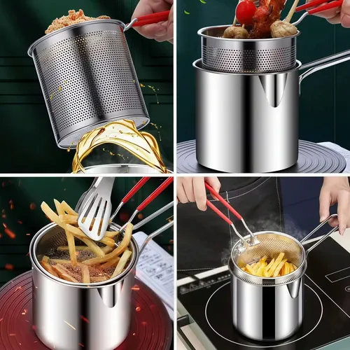 Olla Freidora De Acero Inoxidable Con Canastilla 2 Pzas | MercadoLibre