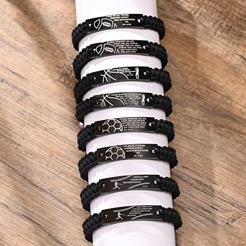 Pulsera De Béisbol Vnox Para Hombre | Pulsera De Cuerda Hech
