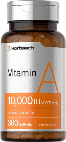 Horbaach Vitamina A 10000 Ui (300 Cápsulas Blandas) | Suplem