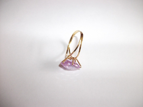 Anel De Ouro Legítimo 18k Com Zircônia Roxa (Usado)