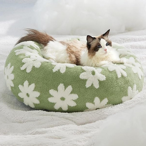 Donut Dog Bed Seasons Cozy Washable Cover Verde Grande