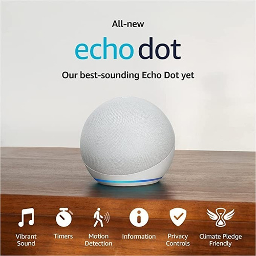 Imagen 2 de 6 de Amazon Echo Dot 5 Gen Asistente Virtual Alexa Glacier White