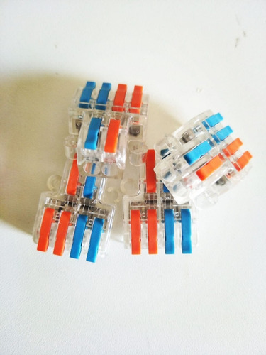 Imagem 3 de 6 de 5 Conector Emenda Derivação 2x4 Fio Alavanca Tipo Wago Df42