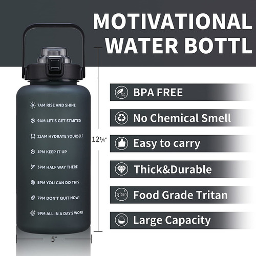 Botella Agua Motivacional Onza Marcador Tiempo Prueba Fuga