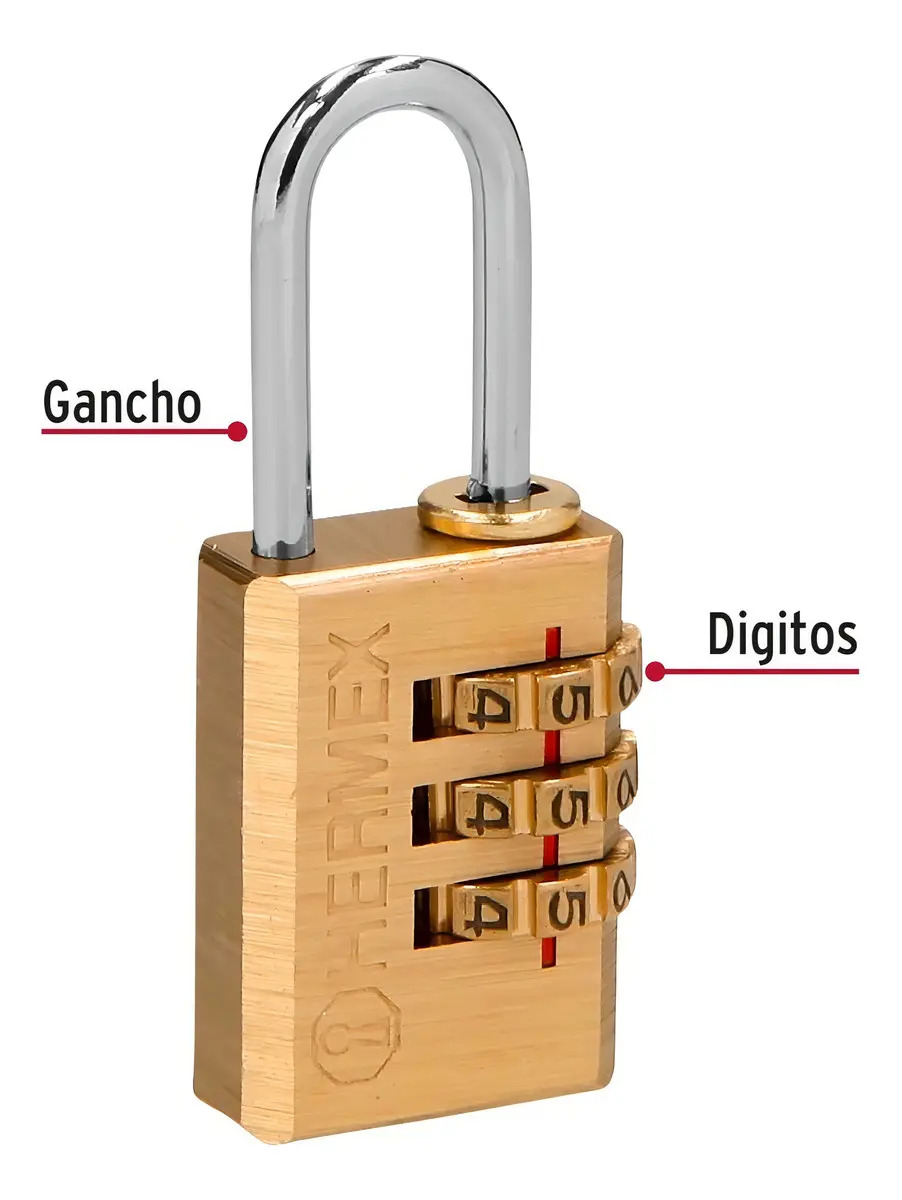 Candado De Laton 20 Mm De Combinacion Hermex 43346 Color Dorado