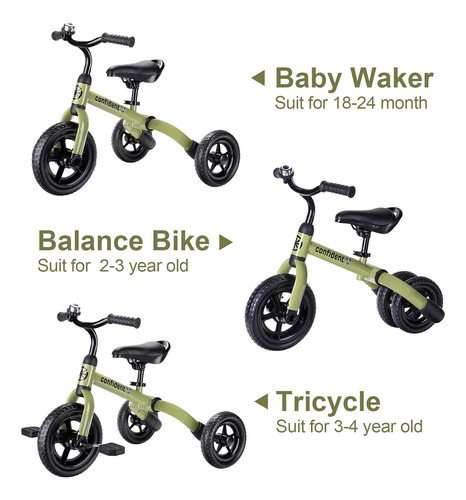 Triciclo 3 En 1 Para Niños Pequeños De 2 A 5 Años, Bicicleta