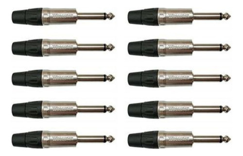 Plug P10 Mono 6,3mm 1/4 Nickel Plt Ts L Wc 1112 Pack C/10 Un Cor Preto