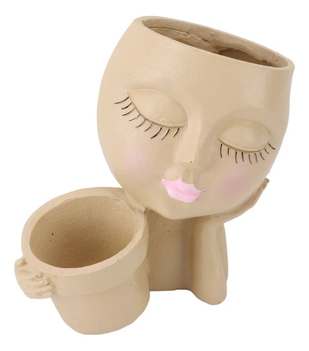 Maceta De Resina Con Forma De Cara, Resistente A La Decolora