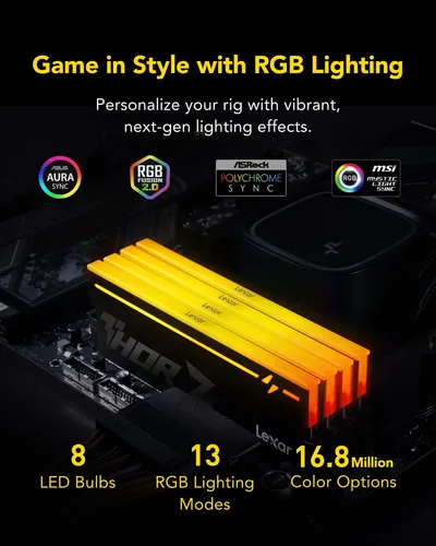 Kit Lexar Thor Z Series Rgb Ddr5 De 32 Gb, Pacote De 6000 Mhz X2