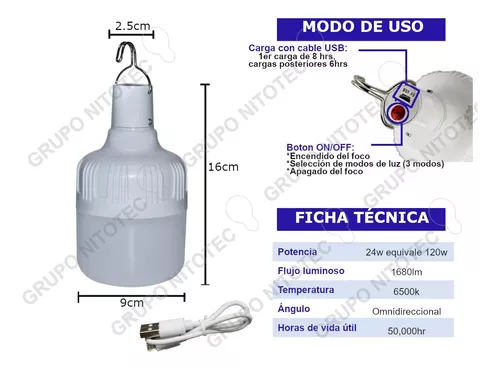 Foco Led Emergencia Portatil Ilumina 120w Paquete 10 Piezas