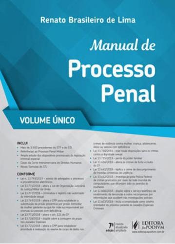Manual De Processo Penal - Volume Unico - 2019