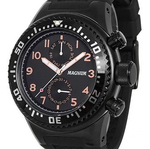 Relógio Magnum Masculino Cronógrafo Ma34003d Preto Grande