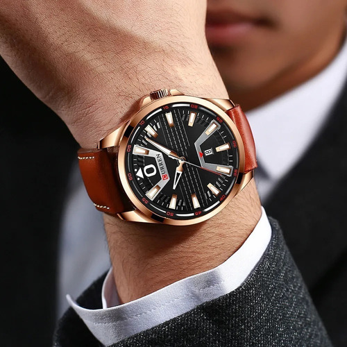 Relógio Masculino Curren Analógico Casual Pulseira De Couro