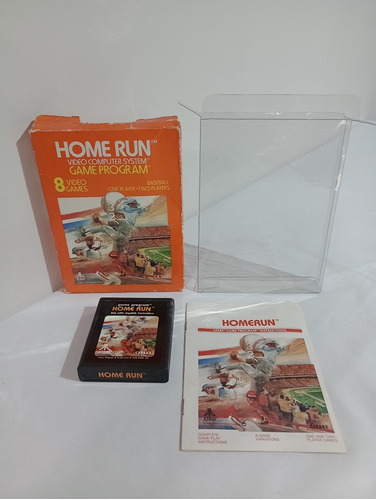Atari 2600 Home Run En Caja, Juego, Manual Y Protector (b)