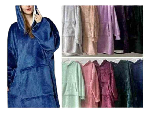 12 Maxi Sudadera Cobija Hoodle C/capucha Afelpada Aborregada