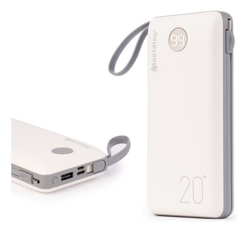 Carregador Portátil 20000mah Compatível 99% Dos Celulares Cor Branco