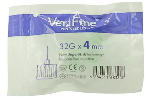 Aguja Verifine 4mm 32g Lapiz De Insulina,pack Con 100 Agujas