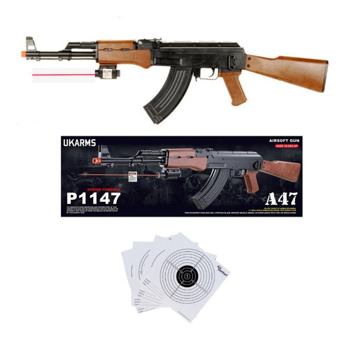 Rifle Ak-47 P1147 6mm Resorte Airsoft Laser Xtrc