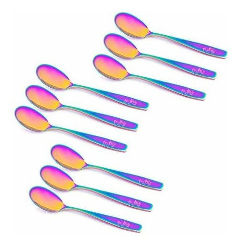 Cucharas Para Niños Rainbow De 9 Piezas De Acero Inoxidable