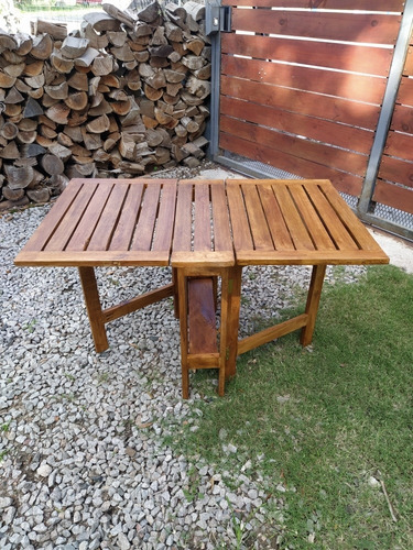 Mesa Plegable Con Alas Madera Jardín O Balcón