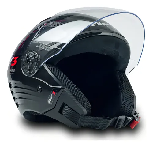 Capacete Fw3 Para Moto X Open Classic Preto Tamanho 58