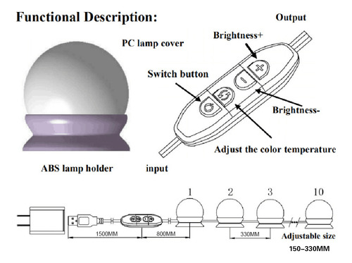 ; Luces De Maquillaje Led Para Espejo De Tocador, Lámpara
