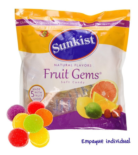 Sunkist Gems Dulce Jalea Gomitas Sabores Naturales 907gr