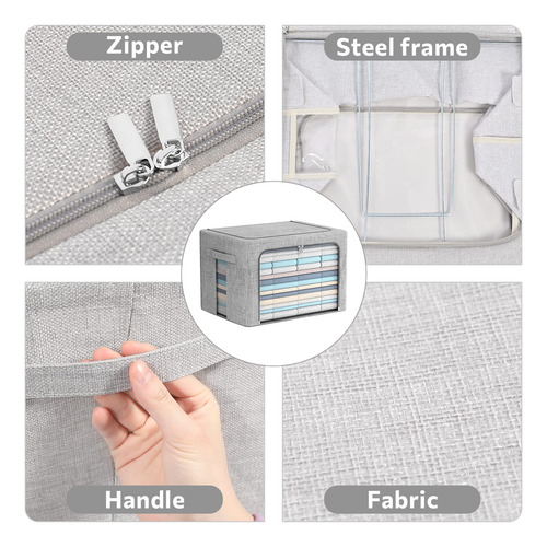 Contenedores Almacenamiento Ropa X2, Caja Apilable Metal, 22