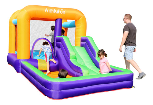 Airmyfun Casa Inflable Con Tobogan Largo, Casa Inflable Para