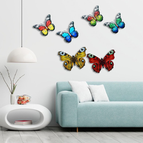 Paquete De 6 Mariposas Grandes De Metal/mariposa - Jardín