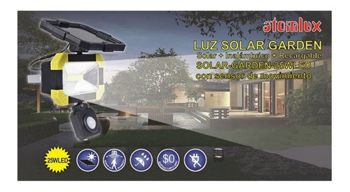 Reflector Solar Led 25w Con Sensor De Movimiento